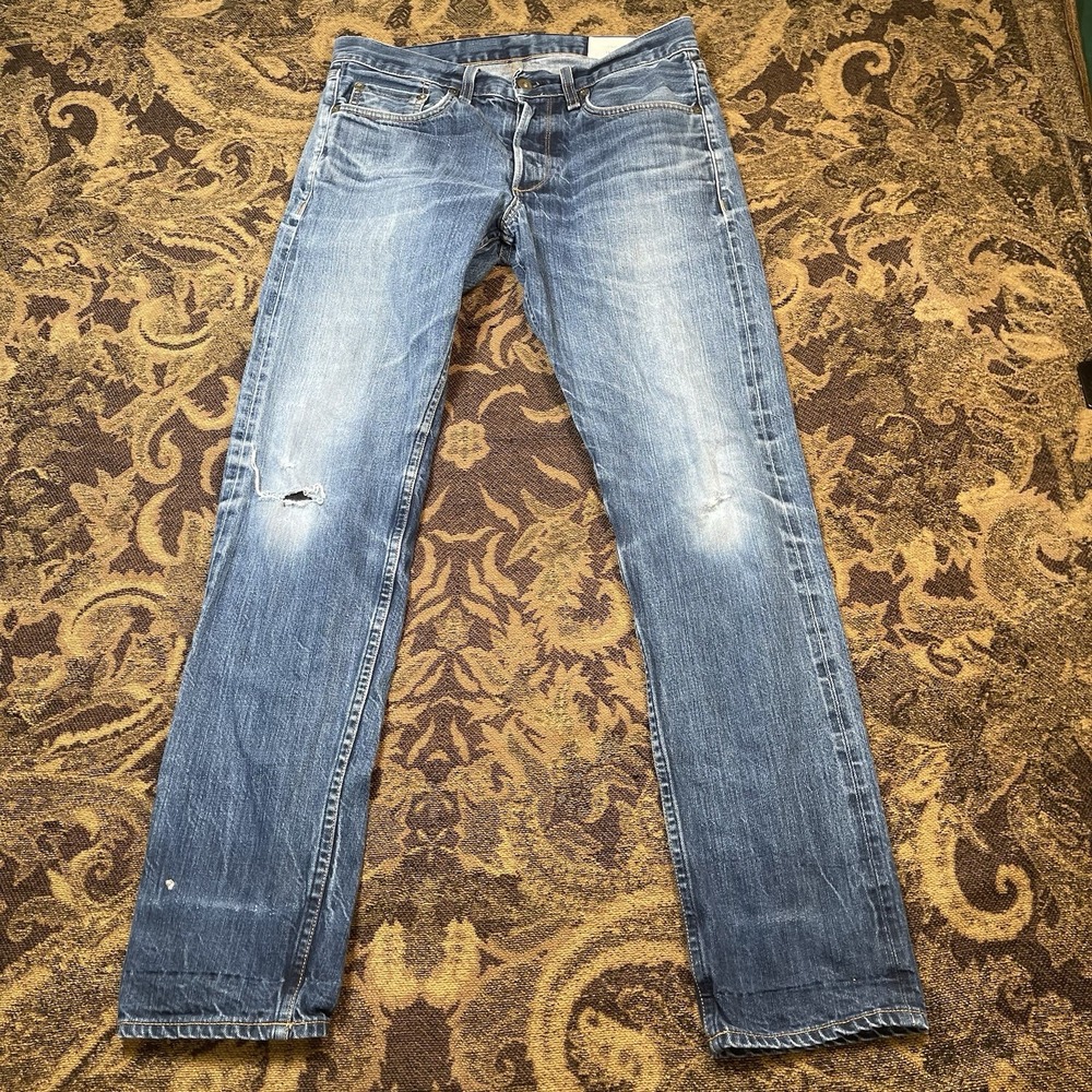 Rag & Bone Mens Size 31 Fit 2 Slim Selvedge Denim Jeans Blue Button Fly